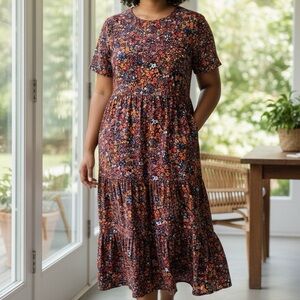 J. Crew Vibrant Floral Midi Dress